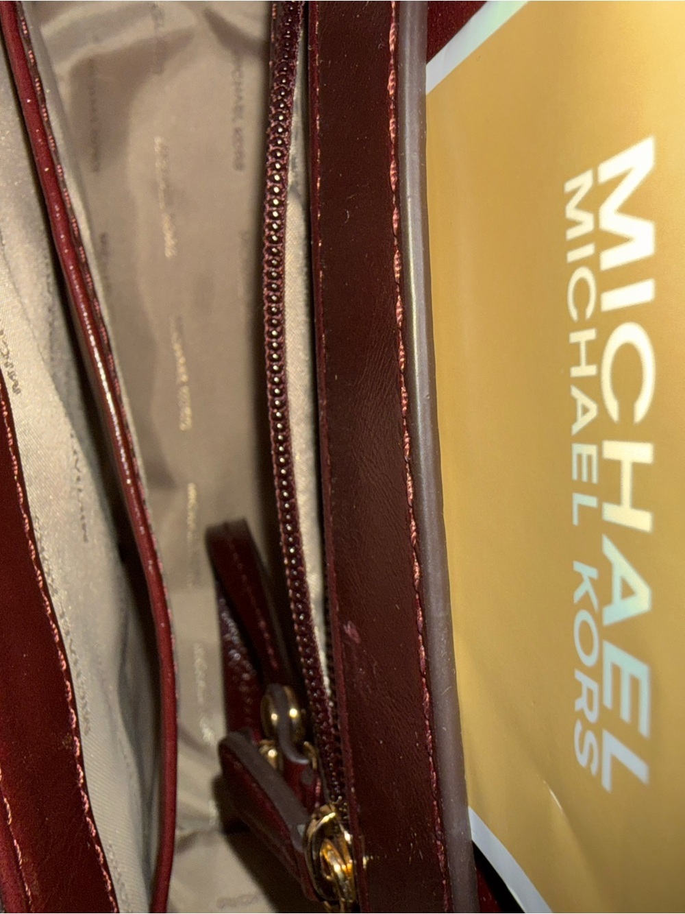 Michael Kors Wine Quilted Leather Top-Handle Satchel with Gold Hardware - Picture 4 of 5